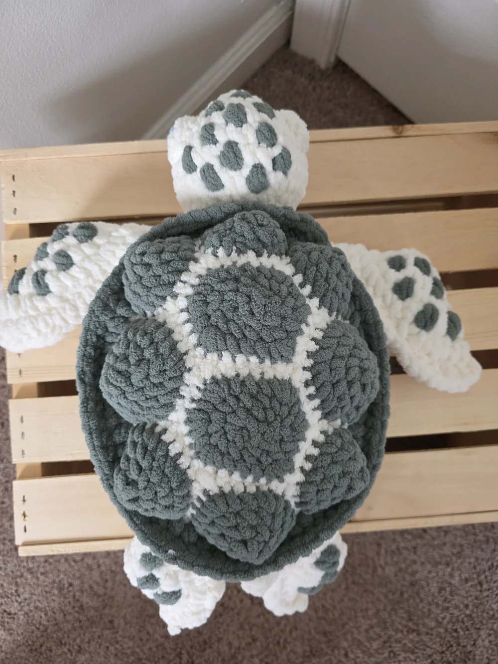 Plush Crochet Turtle Pet Toy - White and Gray